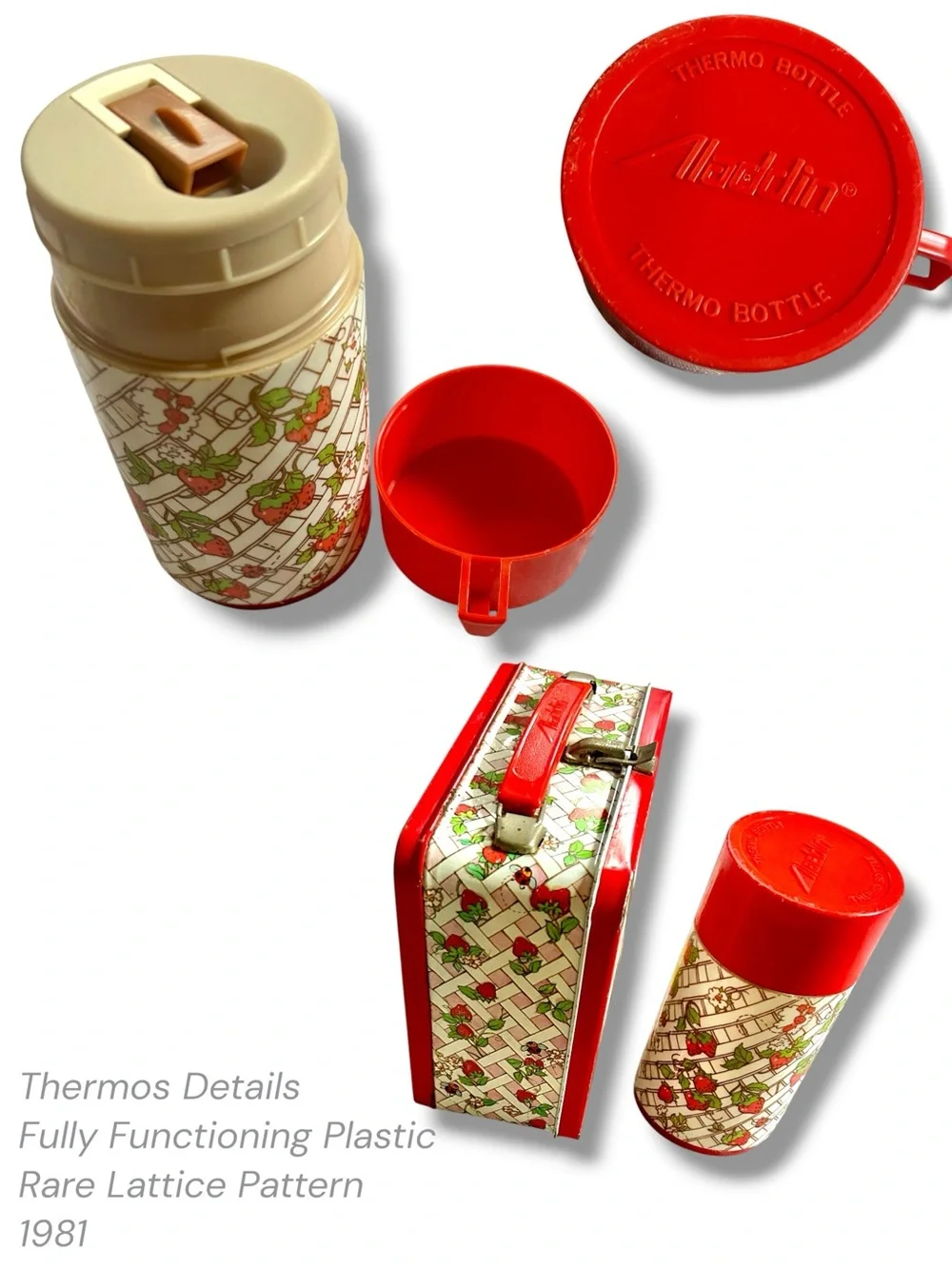 Vintage 1981 Original Strawberry Shortcake Aladdin Metal Lunchbox & Thermos Set